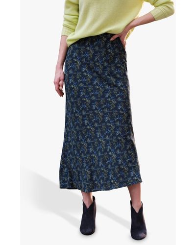 Pure Collection Bias Midi Skirt - Blue