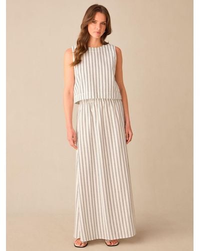 Ro&zo Petite Double Stripe Linen Blend Maxi Skirt - Natural