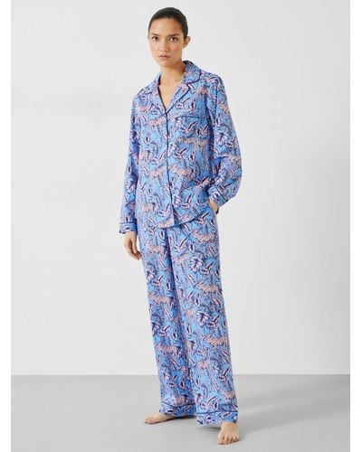 Hush Isla Printed Cotton Pyjama Set - Blue
