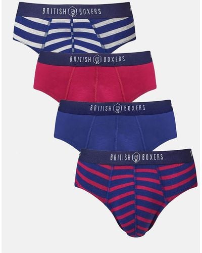 British Boxers Bamboo Stripes & Plain Briefs - Multicolour