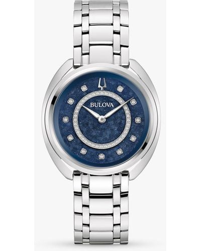 Bulova 96x160 's Classic Duality Diamond Bracelet Strap Watch - Blue