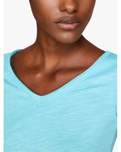 Sisley V-neck Cotton Blend T-shirt - Blue