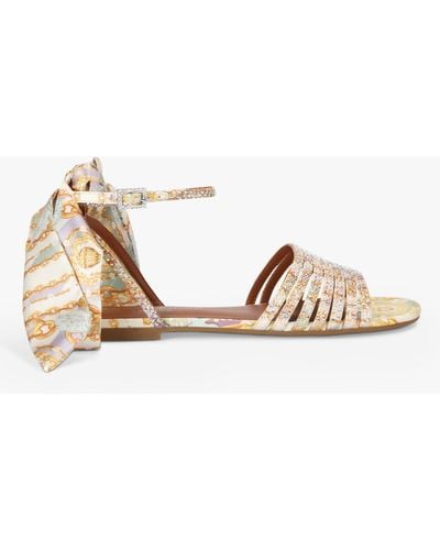 Kurt Geiger Peirra Scarf Detail Embellished Sandals - Natural