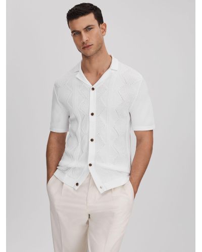 Reiss Fortune Short Sleeve Cuban Shirt - White