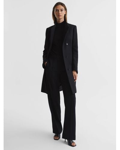 Reiss Mia Wool Blend Tailored Coat - Black