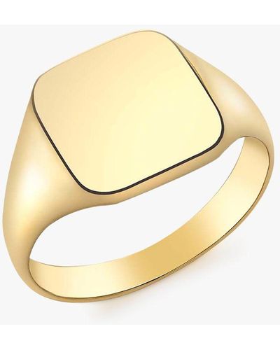 Ib&b Personalised 9ct Gold Square Signet Ring - Metallic