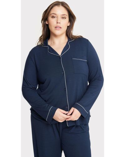 Chelsea Peers Curve Modal Long Shirt Pyjama Set - Blue