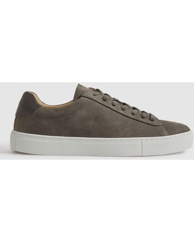 Reiss Finley Leather Trainers - Grey