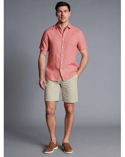 Charles Tyrwhitt Cotton Linen Blend Shorts - Multicolour