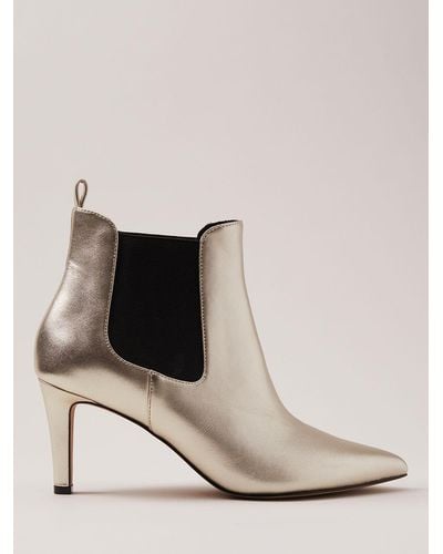 Phase Eight Metallic Leather Ankle Boots - Natural