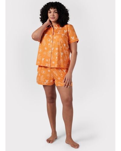 Chelsea Peers Curve Tropical Holiday Short Pyjamas - Orange