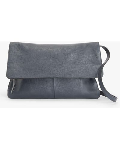 John Lewis Mistry Leather Flapover/clutch Bag - Grey