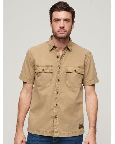 Superdry Military Organic Cotton Short Sleeve Shirt - Natural
