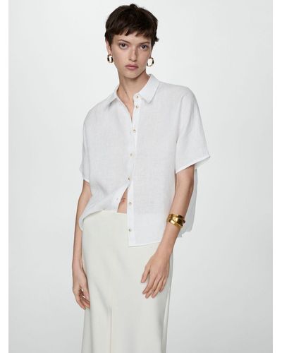 Mango Pai Short Sleeve Linen Shirt - White