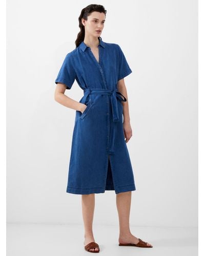 French Connection Zaves Chambray Midi Shirt Dress - Blue