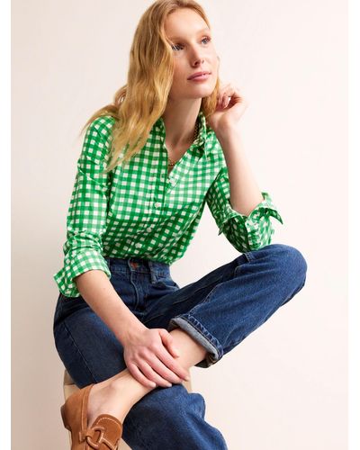 Boden Sienna Gingham Cotton Shirt - Green