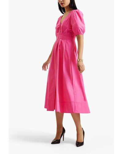 Ted Baker Ledra Puff Sleeve Midi Dress - Pink