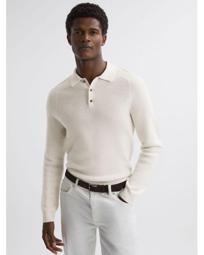 Reiss Holms Button Ribbed Jumper - White