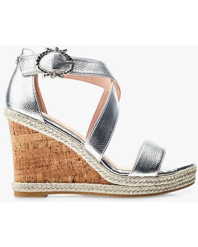 Moda In Pelle Pursuit Textured Cork Wedge Heel Sandals - Metallic