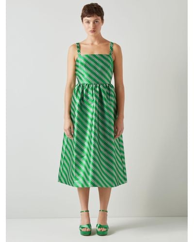 LK Bennett Elodie Geometric Midi Dress - Green