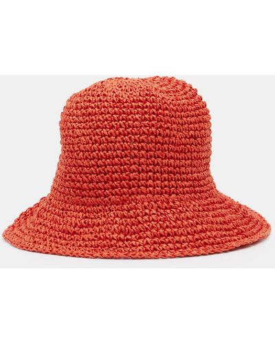 Hush Remy Raffia Bucket Hat - Red