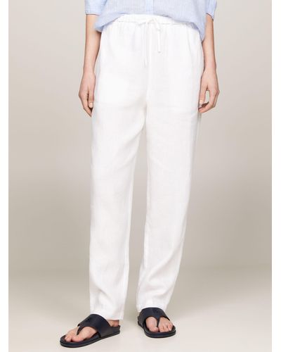 Tommy Hilfiger Linen Blend Drawstring Trousers - White