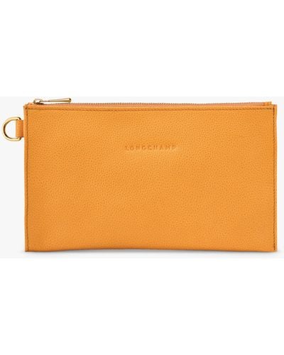 Longchamp Le Foulonné Leather Pouch Bag - Orange
