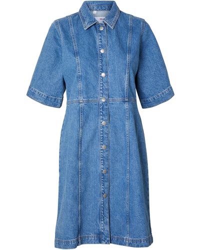 SELECTED Denim Shirt Dress - Blue