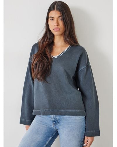 Hush Ellison Contrast Stitch Sweatshirt - Grey