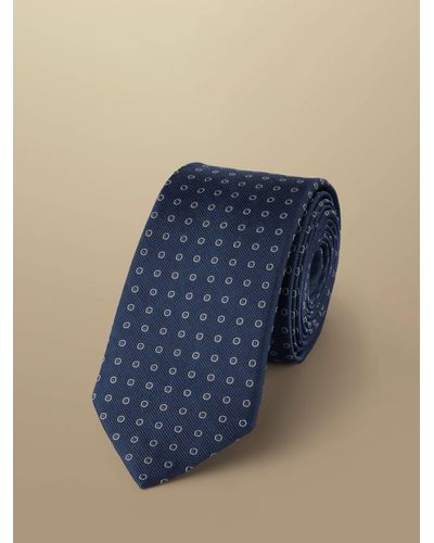 Charles Tyrwhitt Spot Pattern Silk Slim Tie - Blue