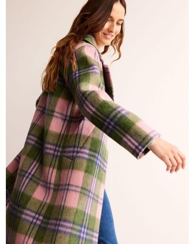 Boden Wool Blend Checked Relaxed Fit Coat - Multicolour