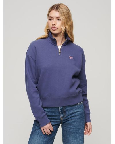 Superdry Essential Half Zip Sweatshirt - Blue