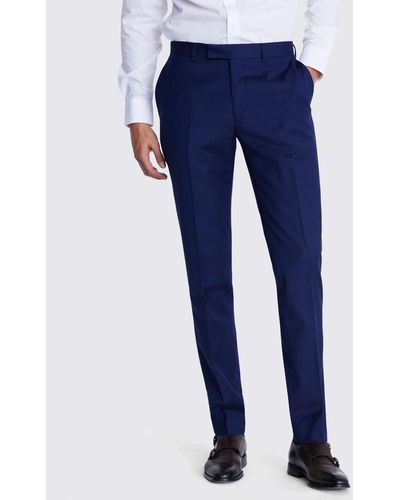 Moss Tailored Twill Suit Trousers - Blue