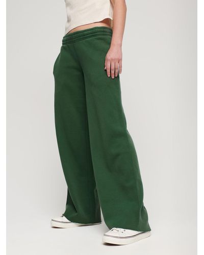 Superdry Wash Wide Leg Cotton Joggers - Green