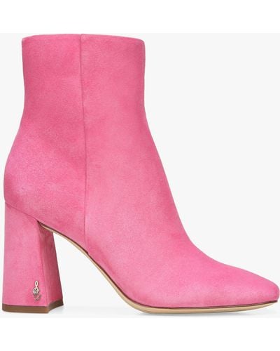 Sam Edelman Codie Block Heel Suede Ankle Boots - Pink