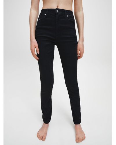 Calvin Klein High Rise Monogram Skinny Jeans - Black