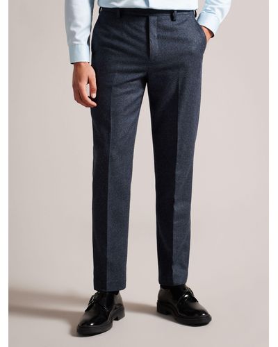 Ted Baker Arthurt Slim Fit Wool Blend Tailored Trousers - Blue