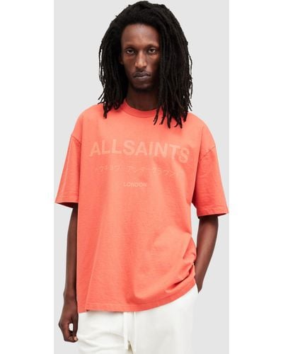 AllSaints Laser Short Sleeve Crew T-shirt - Orange