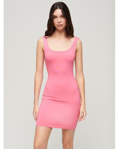 Superdry Square Neck Jersey Mini Dress - Pink