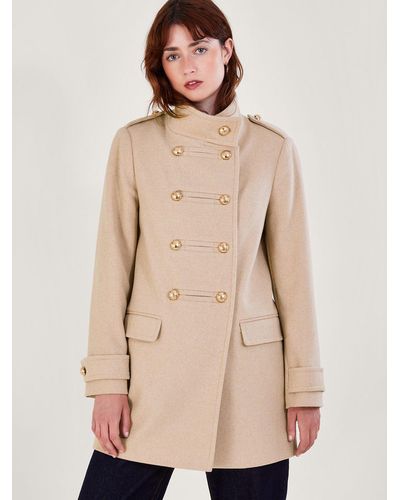Monsoon Phoebe Double Breasted Pea Coat - Natural