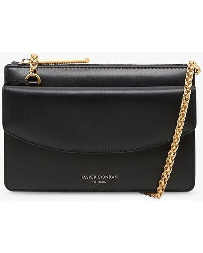 Jasper Conran Francine Chain Strap Crossbody Leather Bag - Black