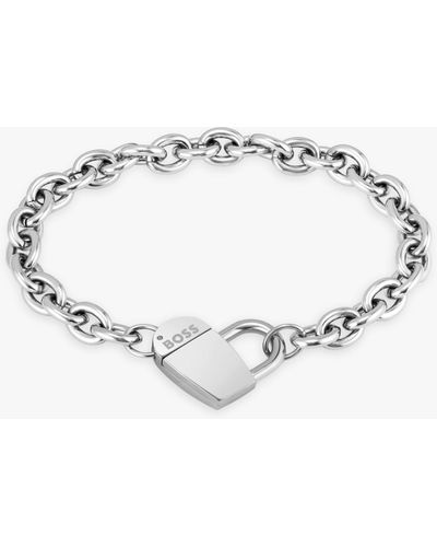 BOSS Boss Dinya Collection Monogram Lock Heart Chain Bracelet - Metallic