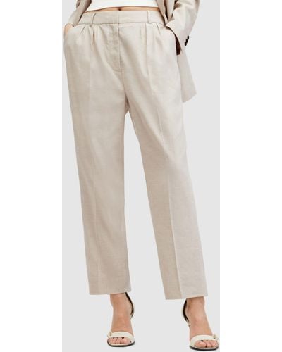 AllSaints Whitney Linen Blend Trousers - Natural