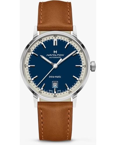 Hamilton H38425540 American Classic Automatic Date Leather Strap Watch - Blue