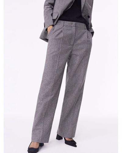 Baukjen Victoria Wool Blend Wide Leg Trousers - Grey