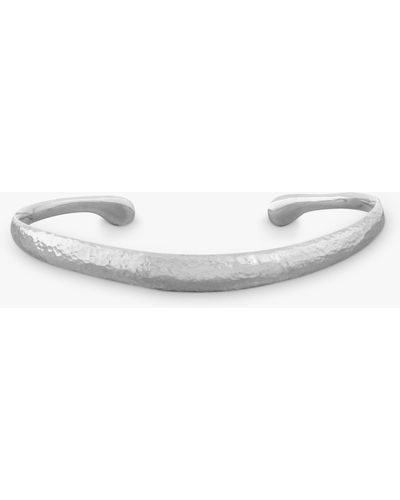 Dower & Hall Sterling Silver Curved Torque Bangle - White