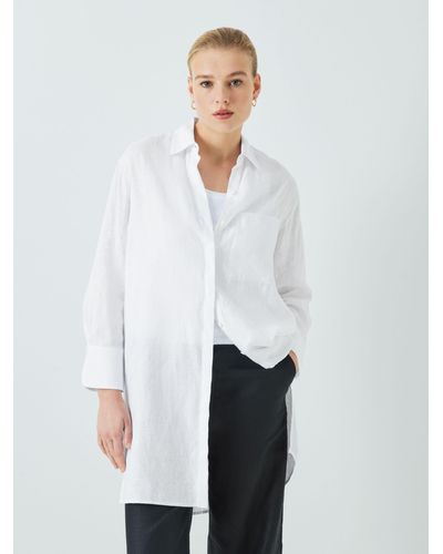 John Lewis Longline Linen Shirt - White