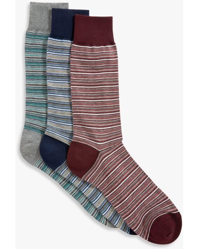 John Lewis Made In Italy Cotton Patterned Socks - Brown