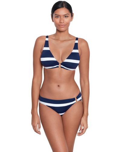 Lauren by Ralph Lauren Mariner Stripe Ring Over The Shoulder Top - Blue