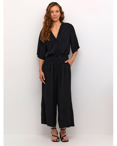 Soaked In Luxury Zaya Cropped Half Sleeve Jumpsuit - Black